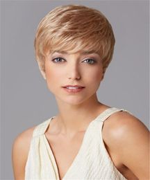 Perruque de cheveux courts blond clair à la mode, perruque synthétique en fibre résistante à la chaleur, perruque de mode capless pour femmes 7225636