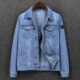 Mode Bleu Clair Denim Manteau Hommes 2023 Printemps Et Automne Nouvelle Grande Taille Top Version Coréenne De La Tendance Manteau Veste Île D'âge Moyen 55 98