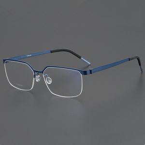 Mode léger optique titane cadre concis fille hommes affaires lunettes multicolore demi-jante sans vis zéro pression lunettes 56-16 pour étui de prescription