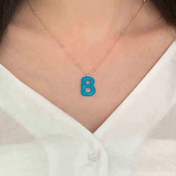 Gargantilla de cadena de eslabones a la moda, Collar de plata 925 para mujer, Collares con dijes personalizados con letras de neón a la moda, joyería fina turca