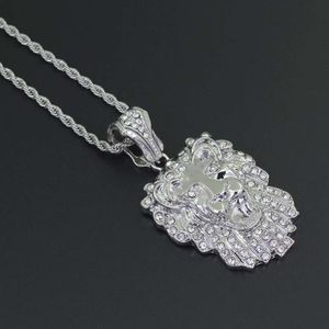 Mode-tête de lion diamants pendentif colliers pour hommes alliage animal collier de luxe en acier inoxydable chaînes cubaines bijoux livraison gratuite