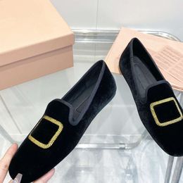 Met doos platte loafers dames muilezels lederen zomers kantoor schoenen pailletten slipper verfraaide sandalen 551