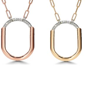 Fashion Lock U kettingontwerper voor vrouwen met diamanten Rose goud titanium stalen sieraden vervagen nooit niet allergisch huwelijkscadeau