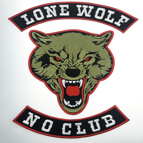 Mode LONE WOLF LONE WOLF NO CLUB MC Moto Biker Brodé Patch Fer Sur Veste Gilet Rider Badge Grande Taille Patch Sh229k