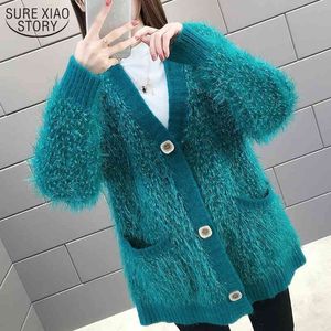 Mode Lange Vesten Japanse Stijl Sweet Sweaters Dames Solid Gebreide Winter Trui Thicken Jacket 10804 210417