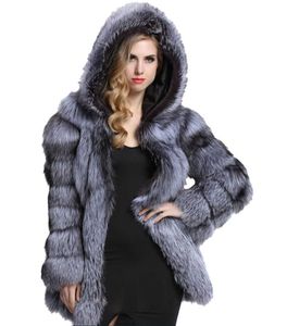 Mode Lange Dames Winterjassen Kap Vrouwen Faux Vossenbont Jas Jassen 79F26