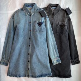 Mode à manches longues Denim chemise pour femmes simple boutonnage poche Blouse manteau femme col rabattu Jeans chemises vêtements