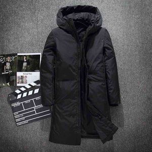 Moda larga chaqueta de invierno cálida ropa impermeable para hombres algodón masculino abrigo de otoño calidad pato blanco abajo Parkas hombres abrigo G1108