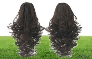 Fashion Long Wavy Cosplay Wigs boucles Perruques à queue de cheval ondulée Clip Cliw Pony Tail Extensions Multicolor Femmes Wig Résister à la chaleur1371455