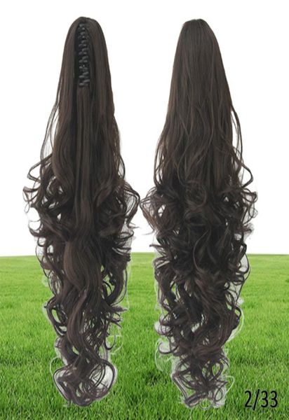 Moda Long Wavy Costlay Wigs Curls Wavy Ponytail Wigs Claw Clip Pony Tail Cabello Cabello