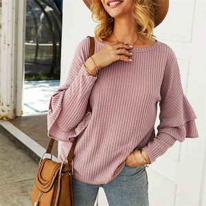 Mode lâche dames Pull Pull femmes automne hiver tricots hauts à volants pulls tricot chandails femmes Pull Femme 210508