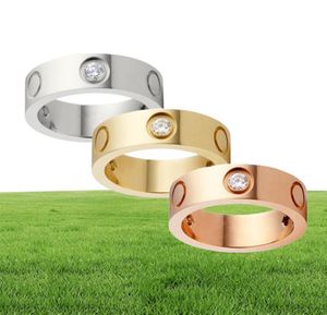 Fashion Love Band Rings For Women Accessories Roestvrij staal Heren Luxe sieraden Paar Betrokkenheid Gold Rosegold Crystal Wedding 7422230