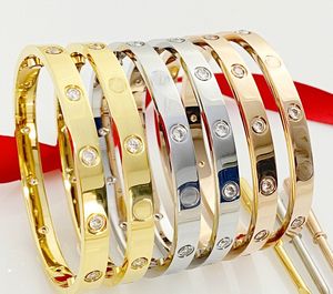 Classics Designer Love Bracelet Bangle para mujeres hombres 4CZ 316L Titanium SteelScrew Destornillador Pulseras Gold Silver Bangle Jewelry con bolsa roja