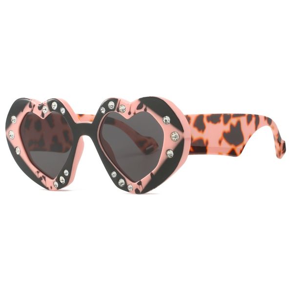 Fashion Love Lunettes de soleil Femmes mignonnes surdimensionnées de soleil en forme de coeur unique Unique Femme Femelle Léopard extérieur élégant UV400 Shades