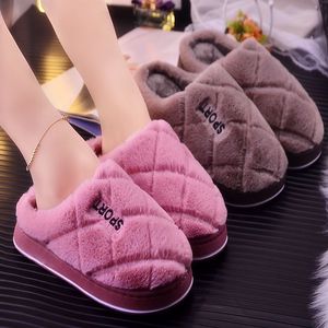 Pantoufles de dessin animé à la mode, chaussures d'automne et d'hiver pour amoureux d'intérieur, chaudes, antidérapantes, à fond épais, en peluche, en coton