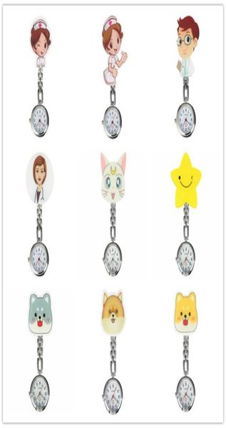 Fashion Lovely Mini Lindo Cartoon Watches Nurse Doctor Watch Analog Quartz Fob Cippista Clip para hombres Mujeres Gift9193370