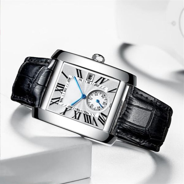 Montre-bracelet pour amoureux de la mode pour femmes hommes carrés montres de luxe pour dames montre décontractée célèbre marque en cuir noir cadran romain relogio br256x