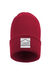 Fashion Lowe's Black Lines Mejora logotipo de invierno Wath Wath Watch Geanie Hat Hats Crochet Side on White Blue Fondo Rojo 7268494