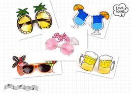Fashion Luau Summer Party Party Novely Fruit Pielo Gafas de sol de piña Flamingo Decoración de Gamias Vawaianas Evento de gafas divertidas 4377784