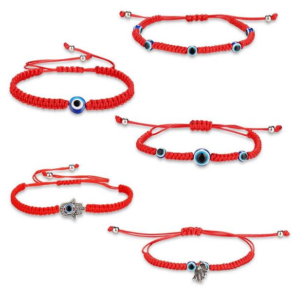 Mode chanceux bleu oeil mal turc chaîne Bracelets pour femmes hommes à la main tressé rouge corde bracelet bijoux femme