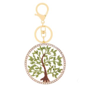 Mode arbre porte-bonheur couleur diamant clouté pendentif creux forme porte-clés créatif cadeau exquis