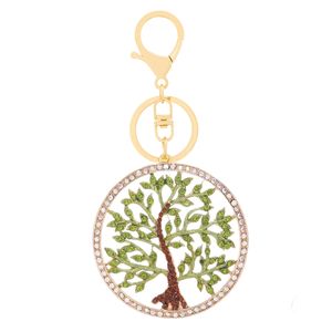 Mode arbre porte-bonheur couleur diamant clouté pendentif creux forme porte-clés créatif cadeau exquis