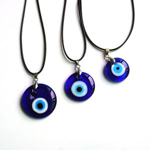 Glas Turks Blauw Oog Hanger Ketting Wax Touw Mode Minimalistische Wind Meisje Amulet Holiday Gift Handmade Travel Recemorative