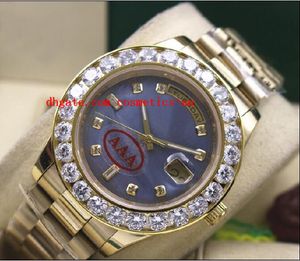 2024 Fashion Luxe 18k Geel Goud Blauwe Wijzerplaat 41MM 28038 Grotere Diamanten Bezel Automatische Mechanische Mannen Horloges Top kwaliteit