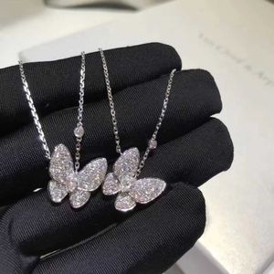 Mode luxe 4/quatre feuilles trèfle V or plein diamant blanc Fritillaria papillon collier femme haut conseil étoile collier court chaîne Qixi cadeau avec logo et boîte