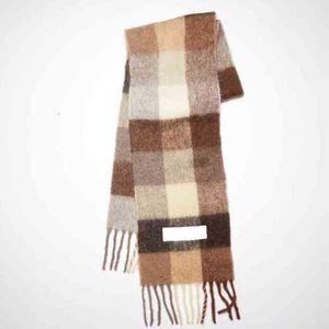 Mode luxe AC écharpe hommes femmes foulards imitation cachemire plaid enveloppes long étudiant bavoir chaud châle arc-en-ciel épais treillis tasse 2023