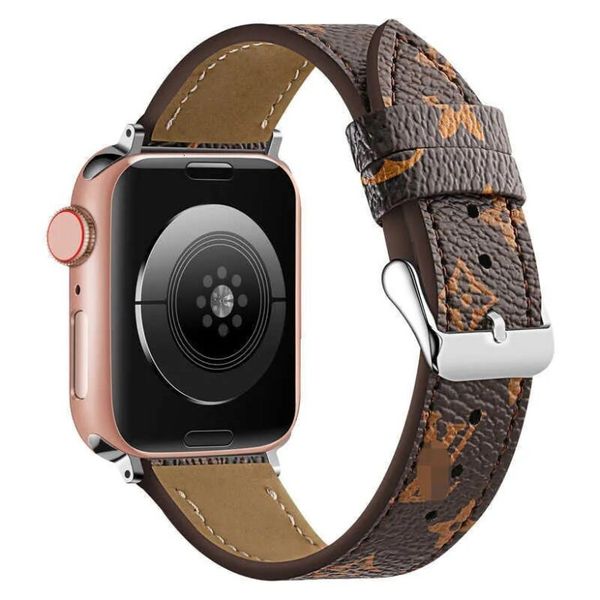 Bracelet de montre Apple de luxe à la mode 38 40 41 42 44 45 49 mm Bracelet de montre en cuir de fleur pour Iwatch Ultra 9 8 7 6 5 4 3 2 1 SE Designer Apple Watchband