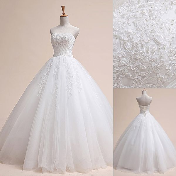 Mode luxe perles robe de mariée 2017 robe de noiva dentelle mariée plus taille mariée chine robes de mariage robe de bal casamento
