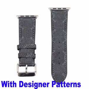 Bracelets de luxe tendance noirs Big L Flower G Designer SmartWatch bandes 49 mm 38 40 41 mm 42 44 mm 45 mm pour Apple Watch Series 8 7 6 5 4 3 2 SE PU cuir imprimé motif bandes Deluxe