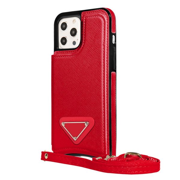 Fundas de teléfono de cuero con patrón de lichi bordado de marca de lujo a la moda para iPhone 13 12 Pro Max MiNi 7 8 Plus X XS XR 11 SE 2 XSMAX Bolsa de tarjeta multifunción Contraportada