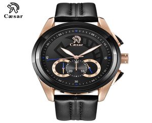 Fashion Luxury Caesar Le cuir bracelet Quartz Chronograph Chronograph Sparporof Rose Gold Male Sports Mens Watch Brand Wristwatch Watch Men5106857