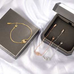 Mode luxe paar sieraden kwade oog 925 sterling zilveren inzet zirkon hart oogarmband voor vrouwen