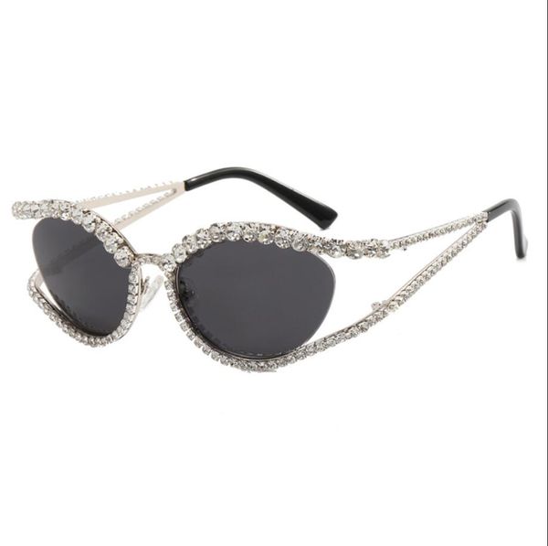 Mode luxe cristal brillant lunettes De soleil femmes Sexy oeil De chat strass fête élégant lunettes De soleil femmes nuances Oculos De Sol