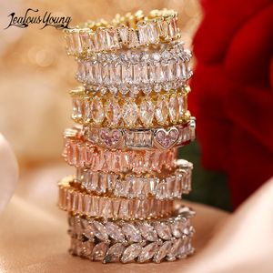 Anillos de compromiso de Zirconia cúbica de lujo a la moda para mujer, anillo de boda de cristal de marquesa, regalo de joyas de fiesta