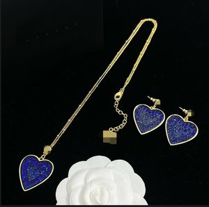 Mode luxe ontworpen kettingen oorbel sets banshee medusa hoofd portret blauw hart gevuld met diamanten hanger vrouwen/s sieraden geschenken hms16 --05