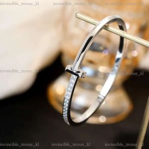 Mode luxe ontwerper armband tiffanyjewelry nieuwe smalle editie halve diamant armband v goud vergulde 18k rose snap schakelaar t-vormige dames 889
