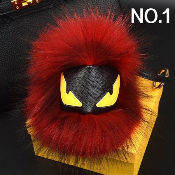 Créateur de mode de luxe mignon petit moster fait à la main en cuir véritable fourrure sac à main charmes voiture porte-clés247r