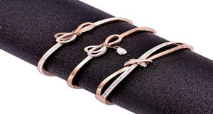 Designer de luxe de mode diamant zircone noeud papillon doux titane bracelet en acier inoxydable bracelet pour femme filles rose gold6738249