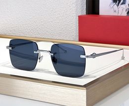 Lunettes de soleil pour hommes de luxe de mode 0403s forme carrée classique lunettes de soleil sans monture en titane style de loisirs d'affaires d'été anti-ultraviolet livré avec étui