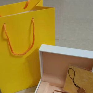 Mode Luxe Designer herenhorloges dozen gele Donkergroene dameshorlogedoos Gift Woody Case For Watches Jachthorloge Boekje Kaartlabels en Zwitserse dozen