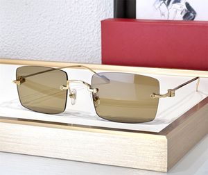 Mode luxe designer hommes femmes lunettes de soleil 0367 forme carrée en métal lunettes sans monture loisirs d'été style simple lunettes anti-ultraviolet viennent avec étui