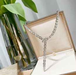 Mode Luxe Designer Hanger Kettingen Volledige Zirkoon Slang Vorm Ronde Choker Voor Vrouwen Merk Ketting Sieraden Party Bruiloft Liefhebbers Gift met Doos