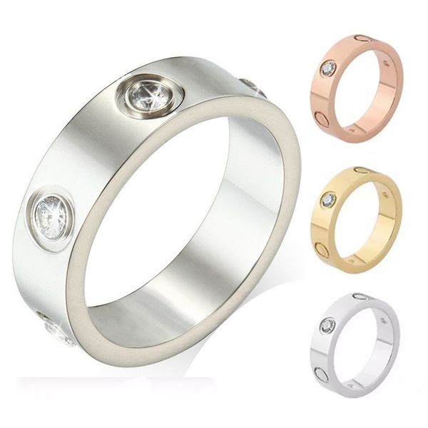 Bagues de créateurs de luxe de mode 4mm 5mm 6mm Couple Bague d'amour Vis Diamant Titane Acier Argent Hommes et Femmes Rose Gold Bijoux Cadeau pour amant en gros pour la revente