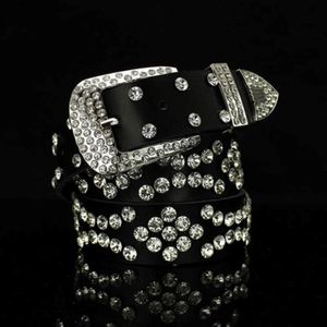 Mode luxe ontwerper Super glinsterende diamant zirkoon kristallen lederen riem voor vrouw 110 cm 3 6ft 281c