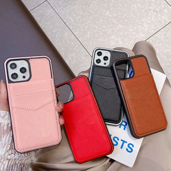 Portefeuille de luxe de mode pour iPhone Case 2021 12 Mini 11 Pro Max 7 8 Plus X XS XR Couverture en cuir Coque de téléphone personnalisée Coque avec porte-cartes