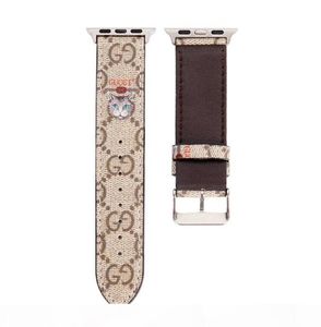Bandas de reloj de diseño de lujo de moda para 38 mm 42 mm 42 mm 44 mm Series 5 4 3 2 Correas de reloj inteligentes Bee Bee Cat WatchBand3804267
